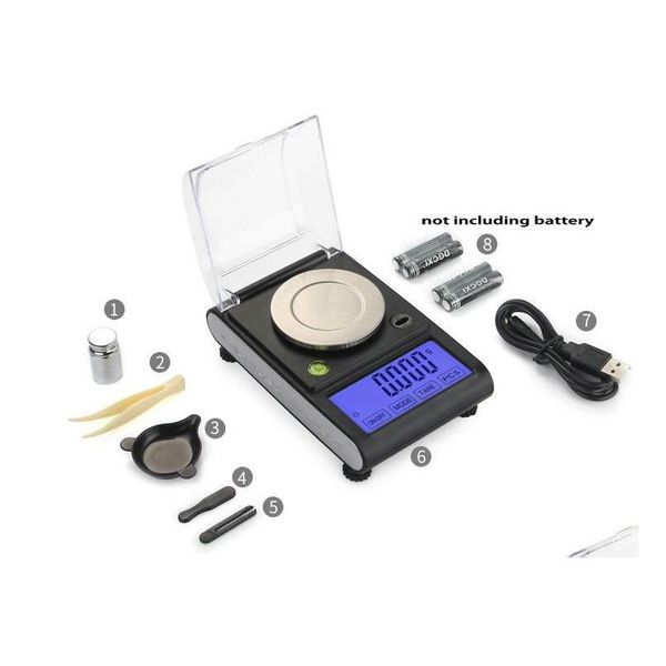 Image of Weighing Scales Backlight 50G X 0.001G Electronic Lcd Touch Sn Digital Scale Jewelry Gold Diamond Gram With Tal Ncer Drop Delivery O Dhhm1