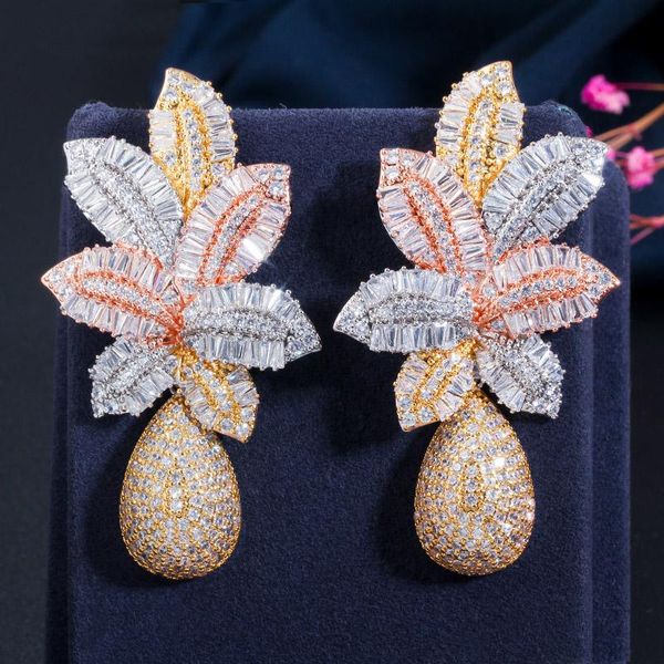 knot cwwzircons 3 tone gold color luxury large leaf drop flower micro cubic zirconia pave naija wedding party earring for women cz644, Silver
knot cwwzircons 3 tone gold color luxury large leaf drop flower micro cubic zirconia pave naija wedding party earring for women cz644, Silver