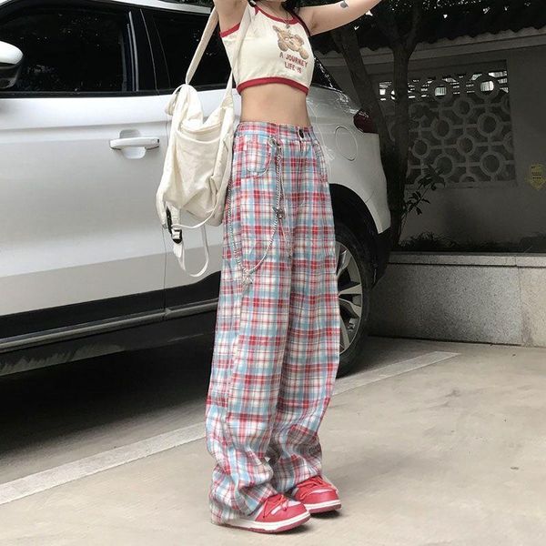 capris feiernan y2k plaid straight pants women pink female full length trousers causal high waist streetwear baggy wide leg bottoms, Black;white
capris feiernan y2k plaid straight pants women pink female full length trousers causal high waist streetwear baggy wide leg bottoms, Black;white