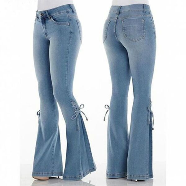 jeans fashion mid waist denim flare pants women lace up slimfit stretch jeans wide leg trousers lady casual bellbottoms, Blue
jeans fashion mid waist denim flare pants women lace up slimfit stretch jeans wide leg trousers lady casual bellbottoms, Blue