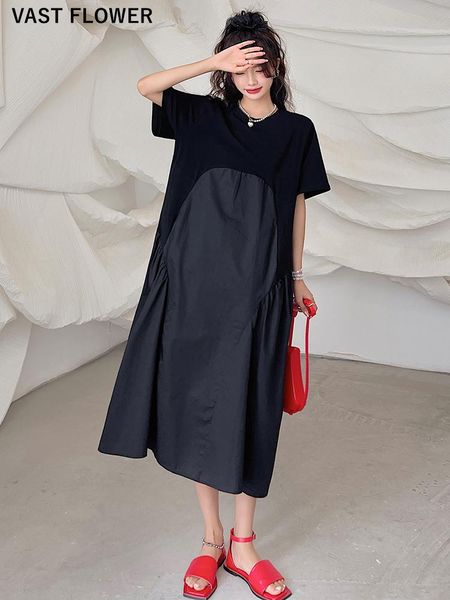 dresses patchwork pleated black vintage dresses for women new korean fashion short sleeve loose casual summer long dress clothing 2023, Black;gray
dresses patchwork pleated black vintage dresses for women new korean fashion short sleeve loose casual summer long dress clothing 2023, Black;gray