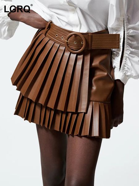 skirts lgrq fashion women's skirt irregular high waist loose pu leather pleats belt mini a-line skirts female autumn 19j2013 230518, Black
skirts lgrq fashion women's skirt irregular high waist loose pu leather pleats belt mini a-line skirts female autumn 19j2013 230518, Black