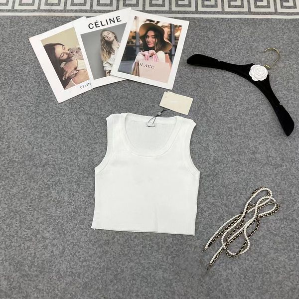 summer women's knits vest tee designer crop with letter embroidery shirts casual runway designer high end brand elasticity stretch sle, White
summer women's knits vest tee designer crop with letter embroidery shirts casual runway designer high end brand elasticity stretch sle, White