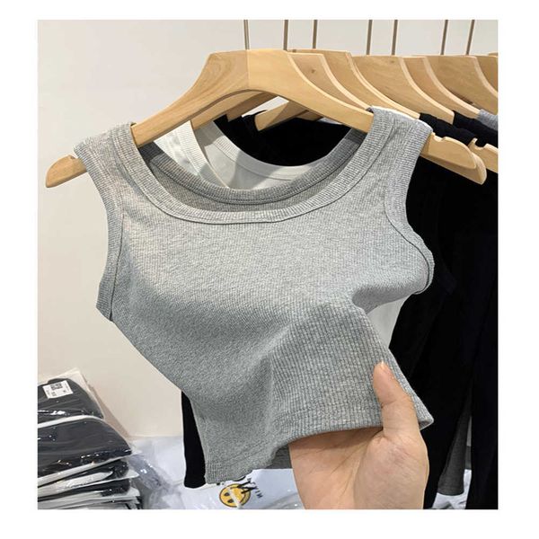 cotton thread tank summer korean edition slim ins pullover short women's inner layer outer wear strap top, White
cotton thread tank summer korean edition slim ins pullover short women's inner layer outer wear strap top, White