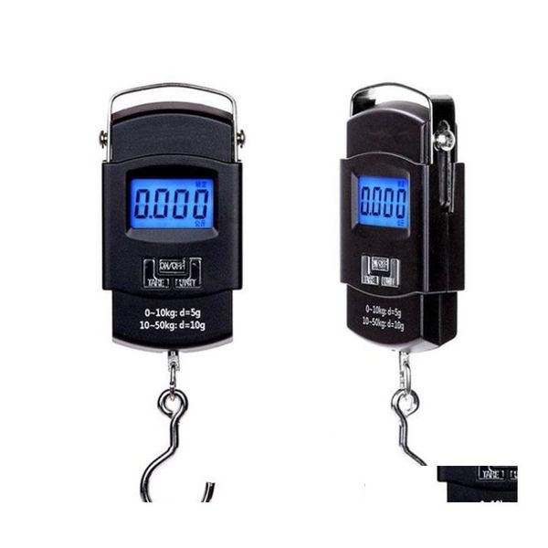 Image of Weighing Scales 50Kg Electronic Portable Digital Scale Hanging Hook Fishing Travel Lage Weight Nce Steelyard Dhs 505 Drop Delivery O Dhbig
