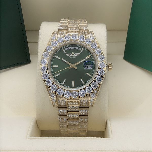 watch full diamond green dail 228239 228396 sapphire big diamond bezel 43mm 18k gold men automatic wristwatch with original box, Slivery;brown
watch full diamond green dail 228239 228396 sapphire big diamond bezel 43mm 18k gold men automatic wristwatch with original box, Slivery;brown