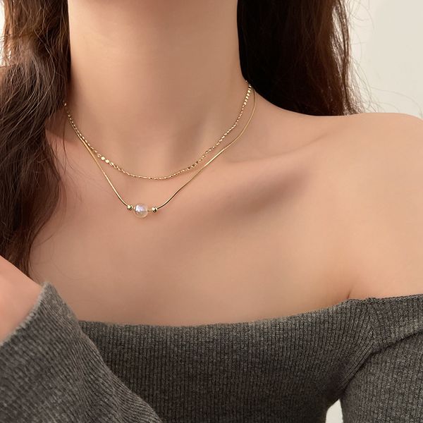 neckalce double layer chain women neckalces accessories korean plated 14k gold pearl pendants festival gift, Silver
neckalce double layer chain women neckalces accessories korean plated 14k gold pearl pendants festival gift, Silver
