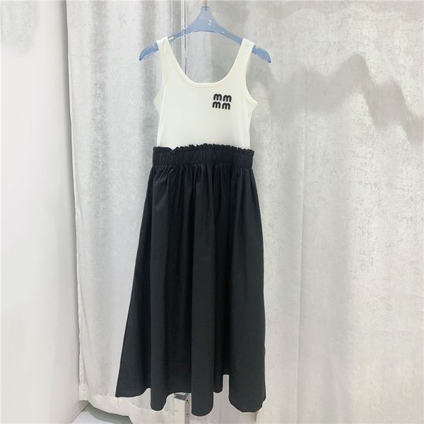 women designer vest dresses letter print black white long dress summer sleeveless slim skirts, Black;gray
women designer vest dresses letter print black white long dress summer sleeveless slim skirts, Black;gray