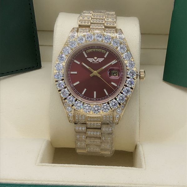 watch full diamond red dail 228239 228396 sapphire big diamond bezel 43mm 18k gold men automatic wristwatch with original box, Slivery;brown
watch full diamond red dail 228239 228396 sapphire big diamond bezel 43mm 18k gold men automatic wristwatch with original box, Slivery;brown