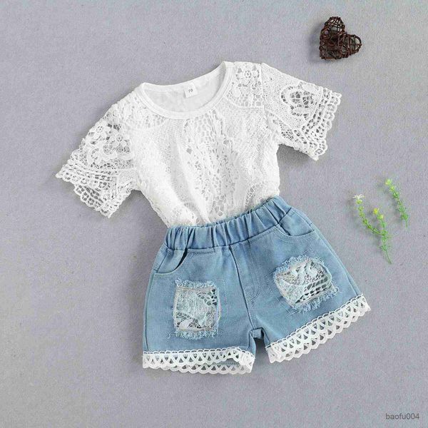 clothing sets fashion infant newborn baby girls summer clothes sets white lace flowers bodysuits and elastic denim shorts 2pcs outfits r2305
clothing sets fashion infant newborn baby girls summer clothes sets white lace flowers bodysuits and elastic denim shorts 2pcs outfits r2305
