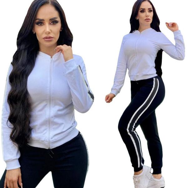 j2572 european american women's two piece pants new sports fashion digital print suit, White
j2572 european american women's two piece pants new sports fashion digital print suit, White