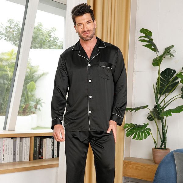 men's sleepwear jxgarb s-xl men autumn pajama for man ice silk mens pajamas with long trousers satin sleepwear pijamas pyjama mujer paj, Black;brown 
men's sleepwear jxgarb s-xl men autumn pajama for man ice silk mens pajamas with long trousers satin sleepwear pijamas pyjama mujer paj, Black;brown
