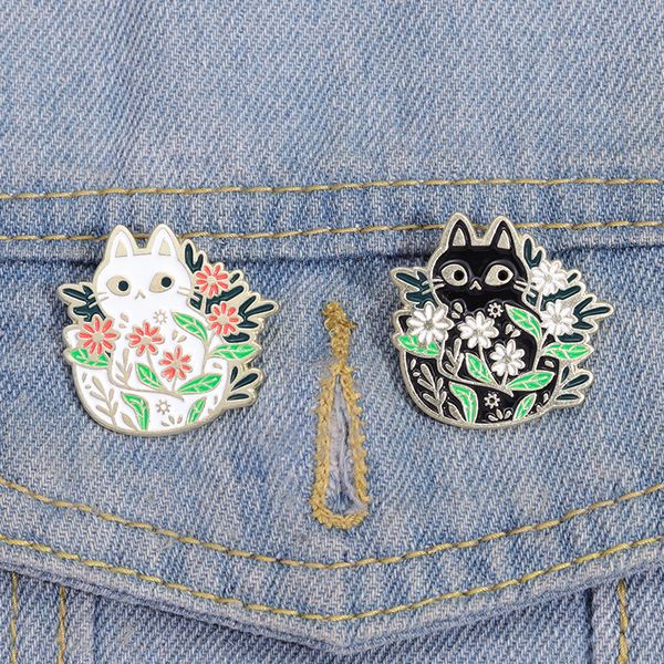 black white cat enamel pins flower plants kitten badge lapel pin cute cartoon animal brooch jewelry for friends clothes backpack, Blue
black white cat enamel pins flower plants kitten badge lapel pin cute cartoon animal brooch jewelry for friends clothes backpack, Blue