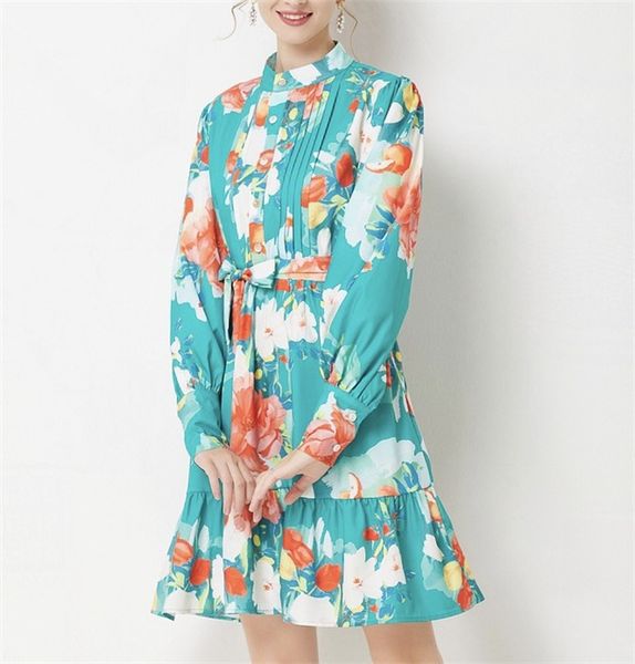2023 designer dress robe fresh lotus leaf stand neck bubble sleeve pleated print belt a-line dress, Black;gray
2023 designer dress robe fresh lotus leaf stand neck bubble sleeve pleated print belt a-line dress, Black;gray