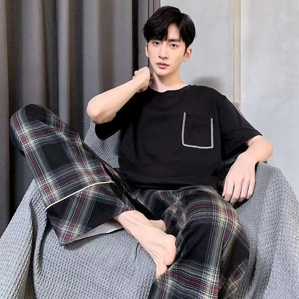 men's sleepwear summer pajamas set men 100% cotton pijamas short sleeves male sleepwear pyjamas casual night pijamas homewear 4xl 23051, Black;brown
men's sleepwear summer pajamas set men 100% cotton pijamas short sleeves male sleepwear pyjamas casual night pijamas homewear 4xl 23051, Black;brown