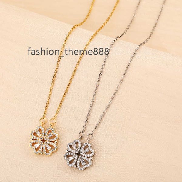 female open close four leaf clover necklace fashion love folding stainless steel clavicle chain cubic zirconia jewelry, Silver
female open close four leaf clover necklace fashion love folding stainless steel clavicle chain cubic zirconia jewelry, Silver