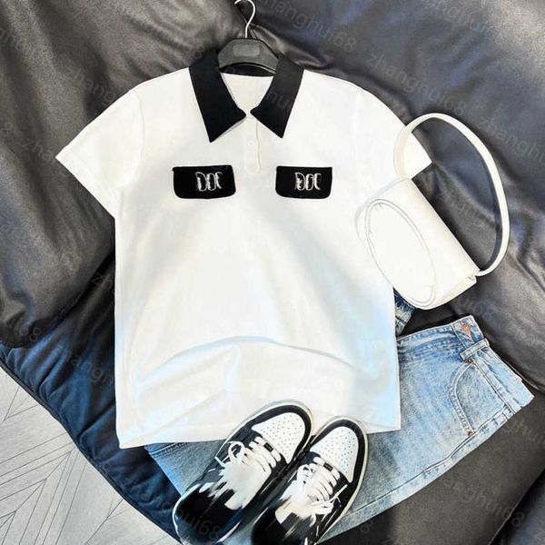 23ss womens t-shirt womens designer clothing tee handmade beaded sequin letter lapel clash color polo short sleeves womens clothes a1, White
23ss womens t-shirt womens designer clothing tee handmade beaded sequin letter lapel clash color polo short sleeves womens clothes a1, White