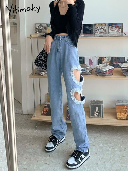 jeans yitimoky high waist streetwear lace heart embroidered flares pants wide leg jeans vintage hole quality straight mom women jeans, Blue
jeans yitimoky high waist streetwear lace heart embroidered flares pants wide leg jeans vintage hole quality straight mom women jeans, Blue