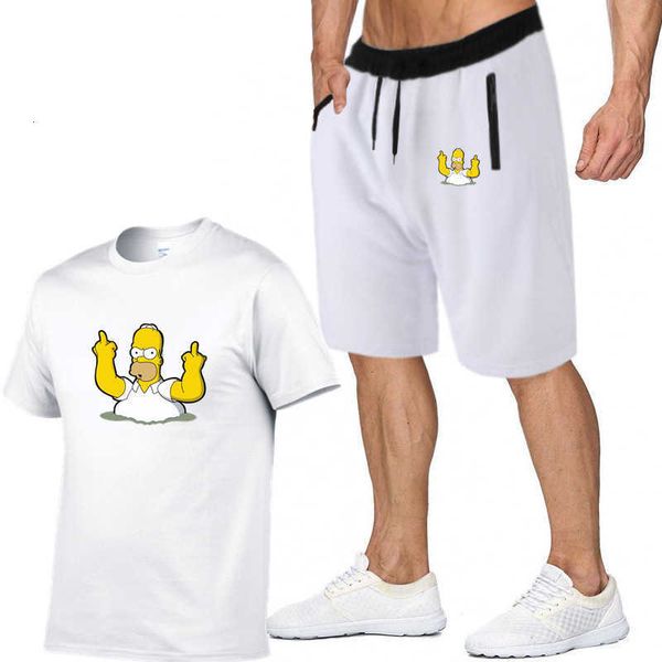new simpson t-shirt fashion brand round neck letter print summer large women's short sleeve shorts set, White;black
new simpson t-shirt fashion brand round neck letter print summer large women's short sleeve shorts set, White;black