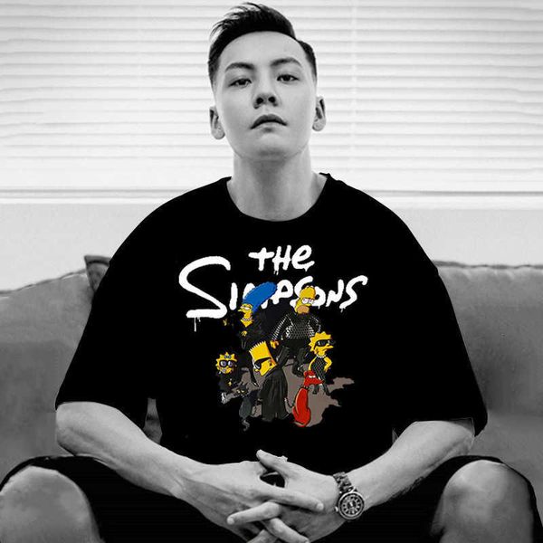hong kong trendy brand simpson printed t-shirt men's short sleeved wang jia'er matching american high street couple black t, White;black
hong kong trendy brand simpson printed t-shirt men's short sleeved wang jia'er matching american high street couple black t, White;black