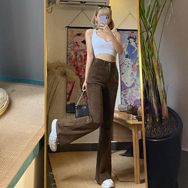 jeans women's flare jeans high waist slimming retro loose widelegged 2021 spring new belt large size brown denim pants, Blue
jeans women's flare jeans high waist slimming retro loose widelegged 2021 spring new belt large size brown denim pants, Blue
