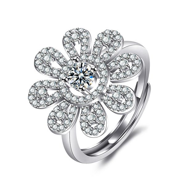 brilliant cubic zirconia flower shape statement rings for women, adjustable rings, Silver
brilliant cubic zirconia flower shape statement rings for women, adjustable rings, Silver