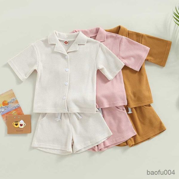 clothing sets summer baby boys girls waffle clothing set solid color short sleeve button down t-shirtsandshorts pants children outfits cloth, White
clothing sets summer baby boys girls waffle clothing set solid color short sleeve button down t-shirtsandshorts pants children outfits cloth, White
