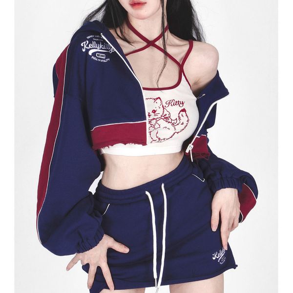 two piece dress hikigawa chic fashion musim gugur y2k setelan olahraga seksi kartun kucing cetak kamisol tank mantel pendek ritsleting rok, White
two piece dress hikigawa chic fashion musim gugur y2k setelan olahraga seksi kartun kucing cetak kamisol tank mantel pendek ritsleting rok, White