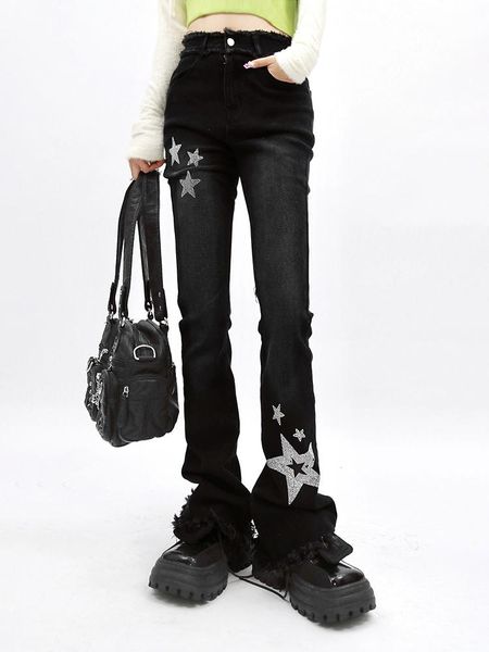 jeans punk black slight flare long baggy jeans women spring new design star diamonds stamping rip goth slim mopping denim pants capris, Blue
jeans punk black slight flare long baggy jeans women spring new design star diamonds stamping rip goth slim mopping denim pants capris, Blue