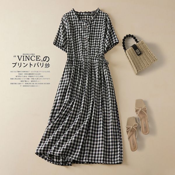 basic casual dresses arrival thin cotton fashion plaid summer dress draw string office lady work dress women travel casual midi dress 230518, Black;gray
basic casual dresses arrival thin cotton fashion plaid summer dress draw string office lady work dress women travel casual midi dress 230518, Black;gray