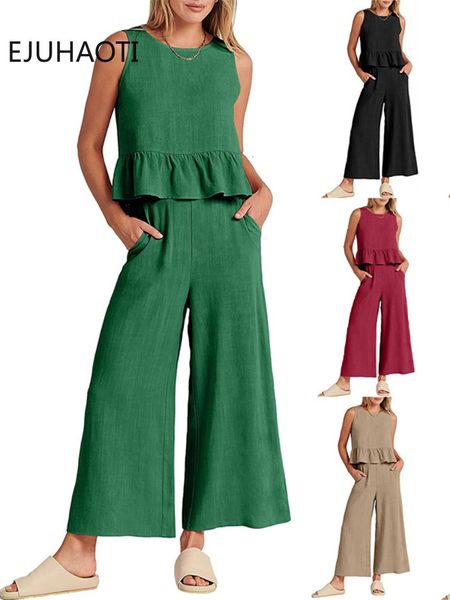 women's two piece pants summer women's fashion buttons sleeveless pleated vest wide leg ninth pants casual suit two piece sets wom, White
women's two piece pants summer women's fashion buttons sleeveless pleated vest wide leg ninth pants casual suit two piece sets wom, White
