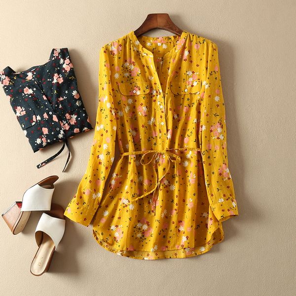 women's blouses shirts cotton 100 long sleeve floral printed blouse ladies drawstring pullover 230517, White
women's blouses shirts cotton 100 long sleeve floral printed blouse ladies drawstring pullover 230517, White