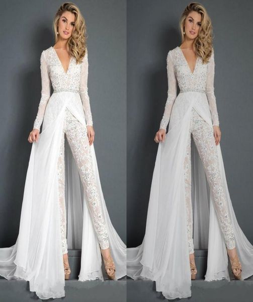 white jumpsuits prom dresses beaded lace deep v neck formal evening gowns long sleeve sweep train special occasion pants dress5221528, Black
white jumpsuits prom dresses beaded lace deep v neck formal evening gowns long sleeve sweep train special occasion pants dress5221528, Black