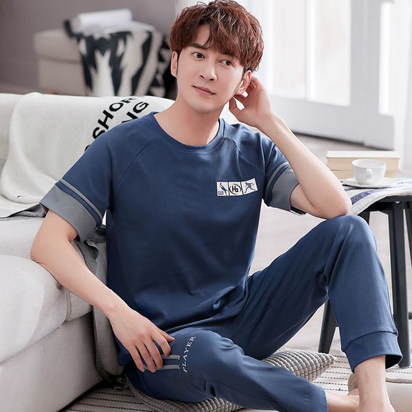 men's sleepwear pajama sets men summer short sleeve long pants full cotton pajamas home suit mens sleepwear loose nightwear 2pcs/set 2, Black;brown
men's sleepwear pajama sets men summer short sleeve long pants full cotton pajamas home suit mens sleepwear loose nightwear 2pcs/set 2, Black;brown