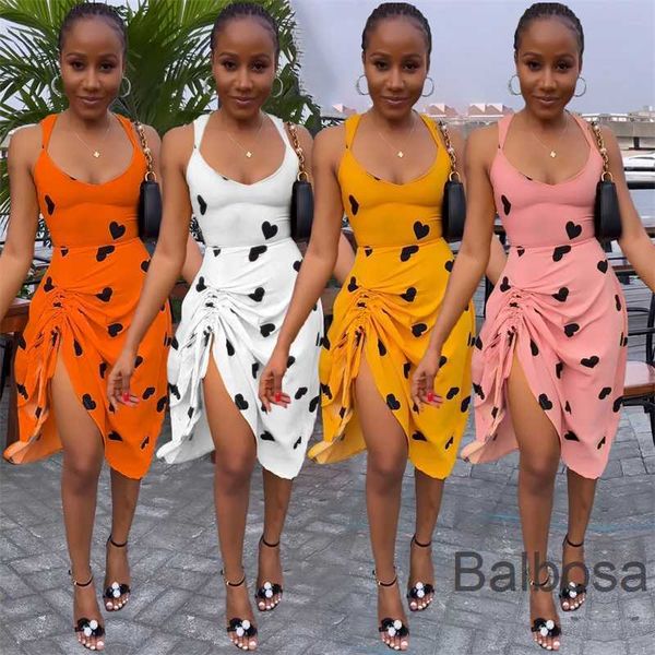 arrivals womens designer dress 2023 summer round neck sleeveless backless heart print strap drawstring midi skirt, Black;gray
arrivals womens designer dress 2023 summer round neck sleeveless backless heart print strap drawstring midi skirt, Black;gray