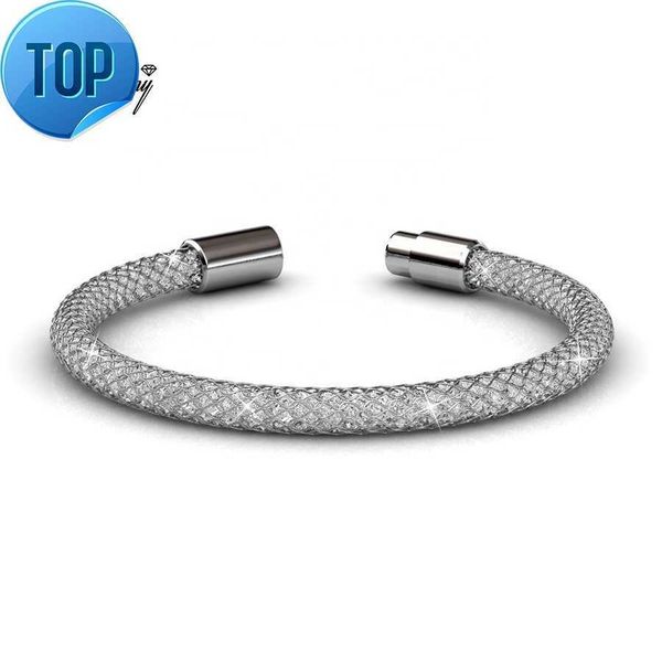 stainless steel magnetic clasp bling mesh bracelet embedded premium austrian crystal luxury women jewelry destiny jewellery, Silver
stainless steel magnetic clasp bling mesh bracelet embedded premium austrian crystal luxury women jewelry destiny jewellery, Silver