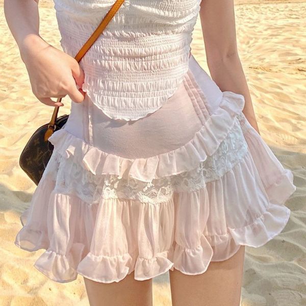kawaii cute ruffle skirt women pink sweet high waist lace patchwork fairycore mesh a-line mini skirt summer girl, Black
kawaii cute ruffle skirt women pink sweet high waist lace patchwork fairycore mesh a-line mini skirt summer girl, Black
