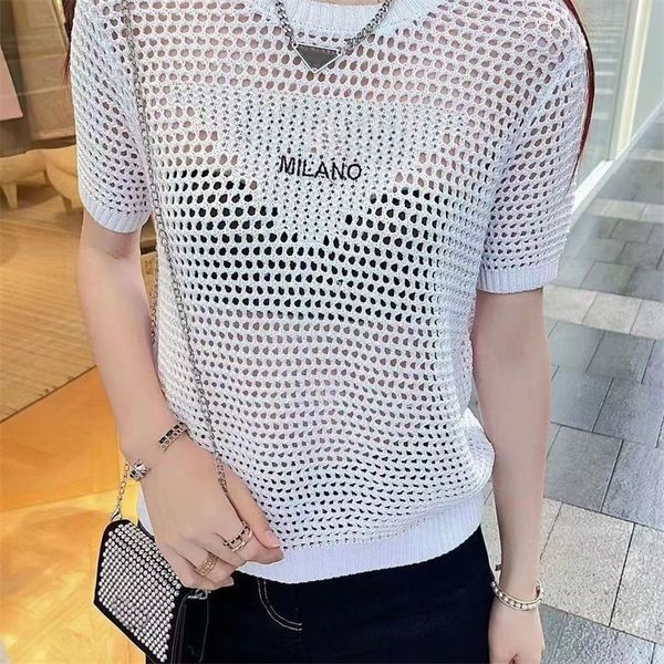 women knitted t shirt hollowed out breathable perspective knitted shirt short sleeve t-shirt women's summer summer, White
women knitted t shirt hollowed out breathable perspective knitted shirt short sleeve t-shirt women's summer summer, White