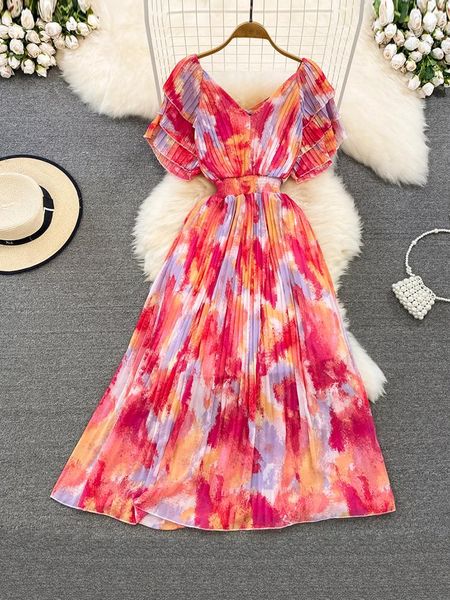 dresses women summer dress vintage style printed vneck ruffle sleeve slim waist aline pleated elegant short sleeve vestidos d2471, Black;gray
dresses women summer dress vintage style printed vneck ruffle sleeve slim waist aline pleated elegant short sleeve vestidos d2471, Black;gray