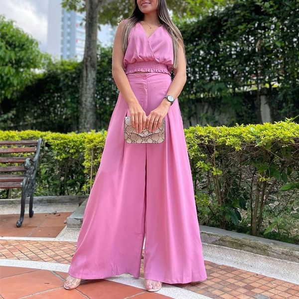 women's two piece pants 2-piece set women fashion v-neck sleeveless shirt high waist wide leg pants set two-piece lady solid color m19, White
women's two piece pants 2-piece set women fashion v-neck sleeveless shirt high waist wide leg pants set two-piece lady solid color m19, White