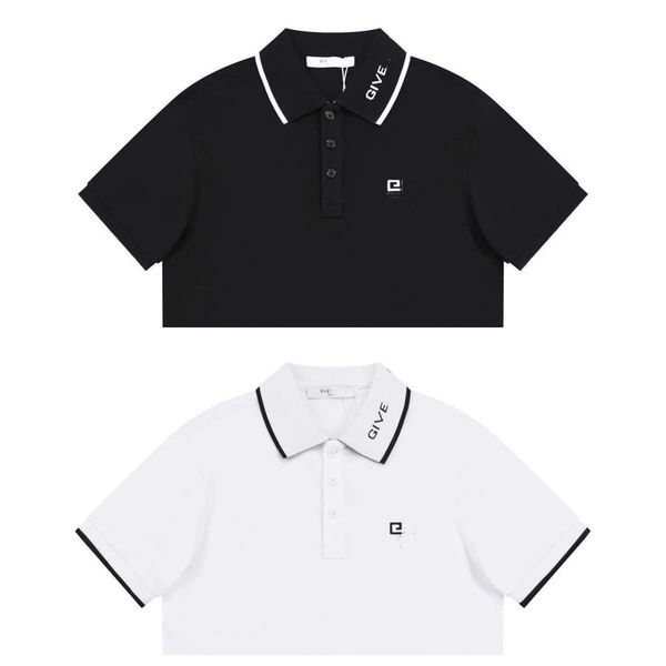 2023 summer gives lapel jacquard letter embroidery polo shirt fashionable personality wear fried street, White;black 
2023 summer gives lapel jacquard letter embroidery polo shirt fashionable personality wear fried street, White;black