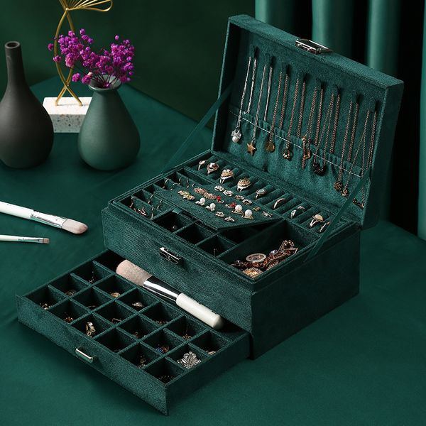 jewelry stand green 3layer flannel organizer box necklaces earrings rings display holder case for women large capacity with lock 230517, Black
jewelry stand green 3layer flannel organizer box necklaces earrings rings display holder case for women large capacity with lock 230517, Black