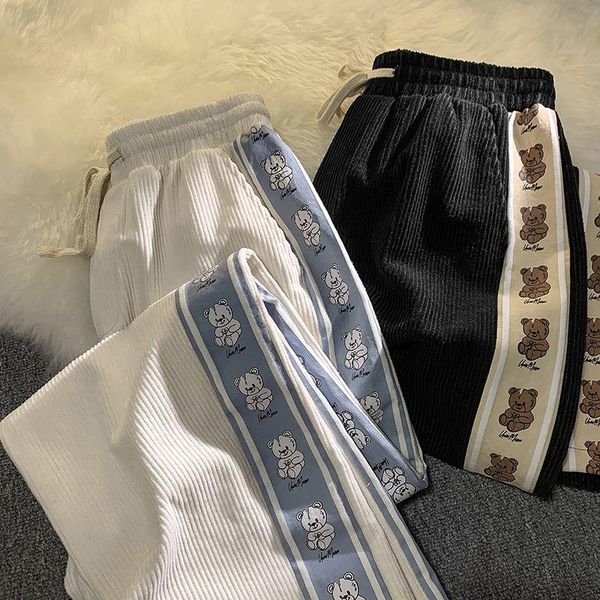 capris corduroy wide leg pants women kawaii bear korean fashion warm trousers 2022 autumn casual harajuku lolita bottoms, Black;white
capris corduroy wide leg pants women kawaii bear korean fashion warm trousers 2022 autumn casual harajuku lolita bottoms, Black;white