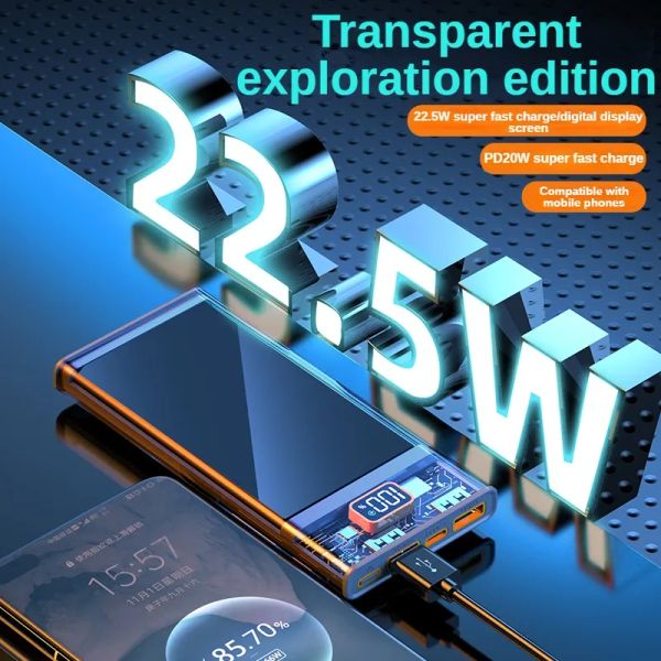 30000mah transparent fast charging power bank 22 5w pd portable external spare battery pack for iphone 14 13 samsung s22 xiaomi
30000mah transparent fast charging power bank 22 5w pd portable external spare battery pack for iphone 14 13 samsung s22 xiaomi