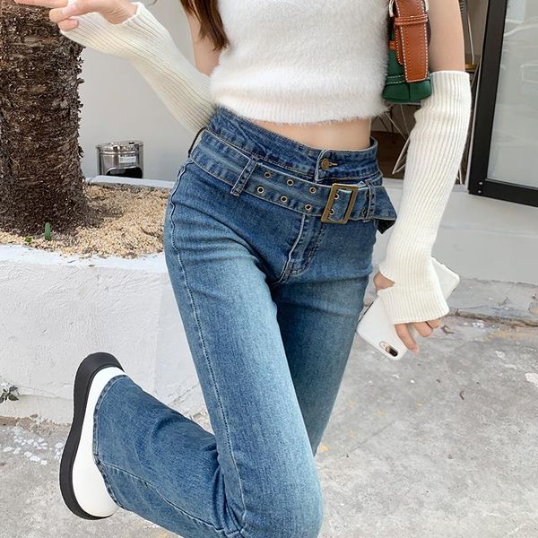 jeans 2022 spring new american girl belt flared pants korean fashion is tall and thin ladies slim jeans brand ladies clothing, Blue
jeans 2022 spring new american girl belt flared pants korean fashion is tall and thin ladies slim jeans brand ladies clothing, Blue