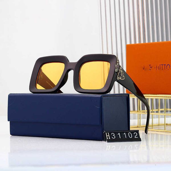 

Designer LOU VUT luxury cool sunglasses 2022 New Round face square Women's four leaf grass UV resistant fashionable light colored glasses Men with original box
