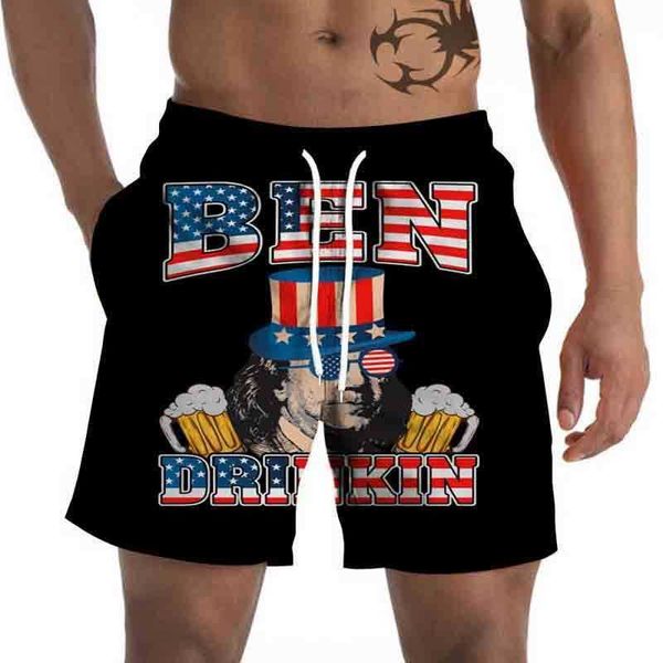 summer new men's independence day element 3d printed men's beach pants loose straight short capris, White;black
summer new men's independence day element 3d printed men's beach pants loose straight short capris, White;black