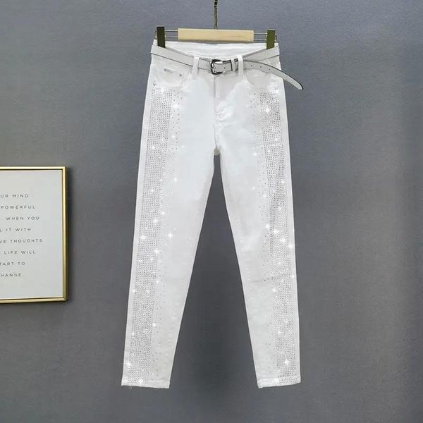 jeans spring fall korea fashion women white jeans vintage elastic tight fitting denim jeans casual rhinestone high waist pencil pants, Blue
jeans spring fall korea fashion women white jeans vintage elastic tight fitting denim jeans casual rhinestone high waist pencil pants, Blue