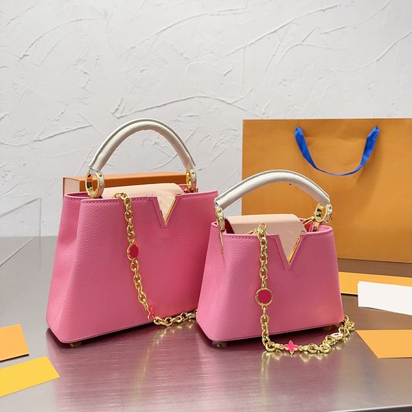 french womens pink capucines bb shoulder bags handle totes gold metal hardware chain underarm purse with removable strap crossbody handbags
french womens pink capucines bb shoulder bags handle totes gold metal hardware chain underarm purse with removable strap crossbody handbags