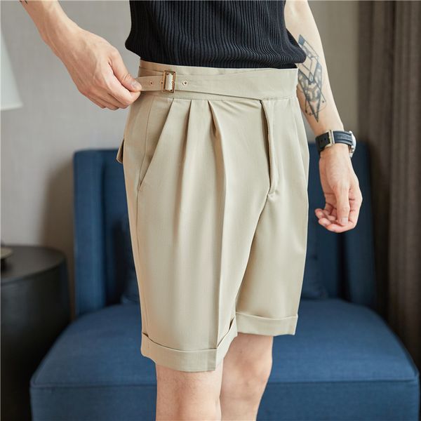 men's shorts british style summer naples straight suit shorts men slim fit business formal knee length short pants hommes streetwear 23, White;black
men's shorts british style summer naples straight suit shorts men slim fit business formal knee length short pants hommes streetwear 23, White;black